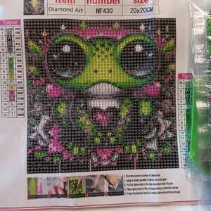 Colorful and Vibrant Frog And Heart Diamond Art Paint Kit 20x20